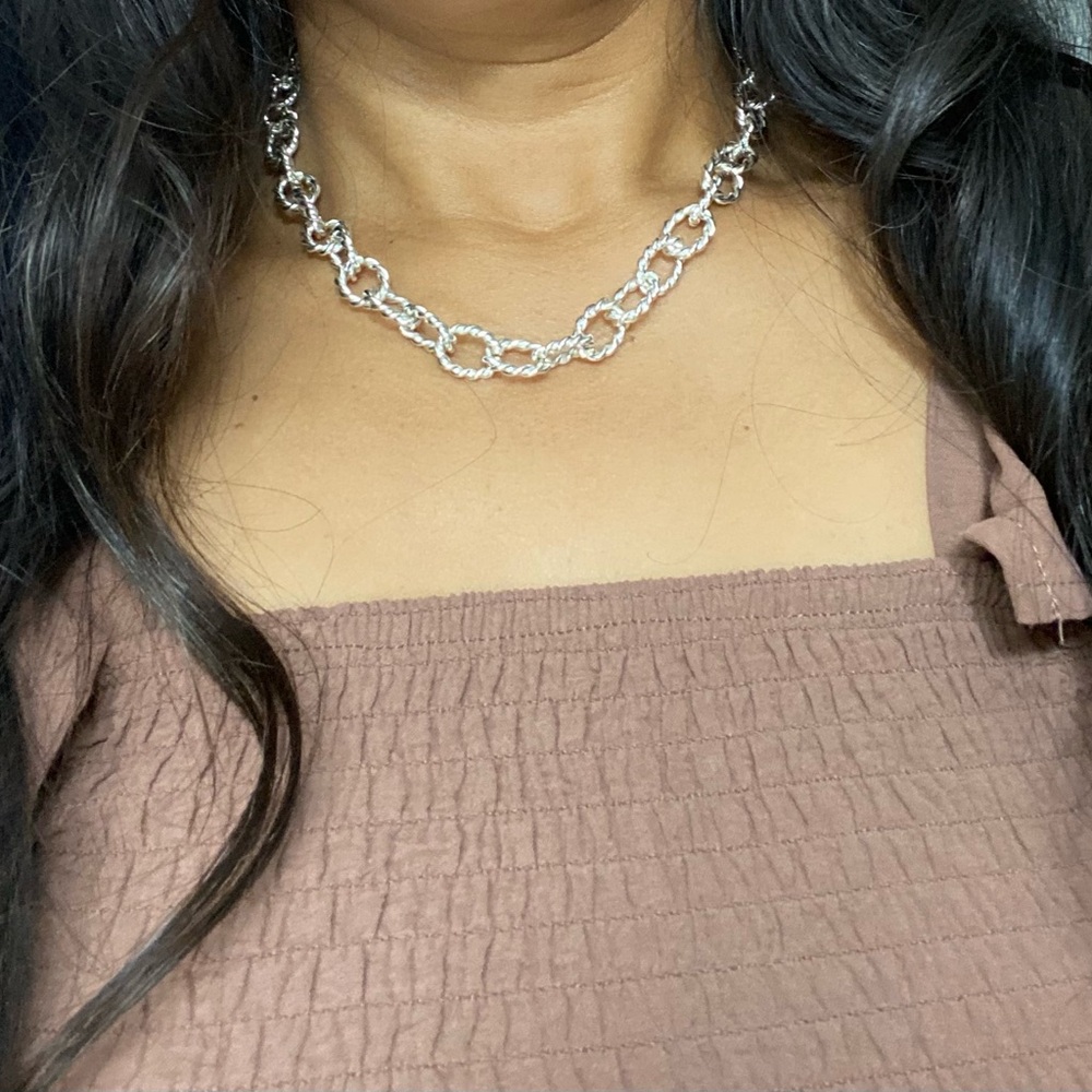 Bold Silver Chain Link Necklace